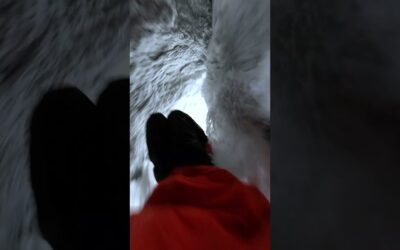 GoPro | Skier Barely Squeezes Through Cave POV 🎬 Mike Hayes #Shorts #Skiing